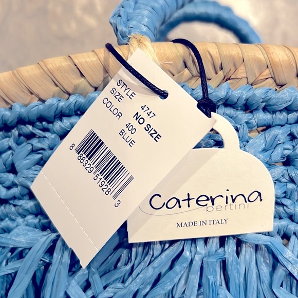 Caterina Bertini Fringe Mini Tote + Large Tote, Blue (Made in Italy) New w/Tag - Picture 6 of 10